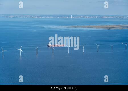 Middelgrunden Offshore-Windpark in Kopenhagen Stockfoto