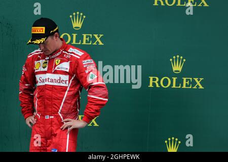 Kimi Räikkönen (FIN) Ferrari auf dem Podium. 16.07.2017. Formel-1-Weltmeisterschaft, Rd 10, Großer Preis Von Großbritannien, Silverstone, England, Wettkampftag. Bildnachweis sollte lauten: XPB/Press Association Images. Stockfoto