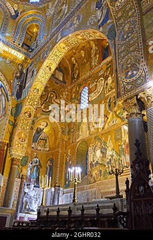 Cappella Palatina, close-up, Palazzo dei Normannni und Palazzo reale, Palermo, Sizilien, Italien Stockfoto