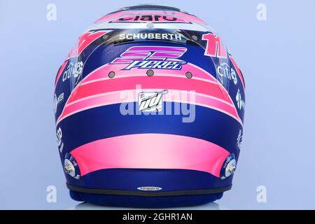 Der Helm von Sergio Perez (MEX) Sahara Force India F1. 23.03.2018. Formel-1-Weltmeisterschaft, Rd 1, Großer Preis Von Australien, Albert Park, Melbourne, Australien, Übungstag. Bildnachweis sollte lauten: XPB/Press Association Images. Stockfoto