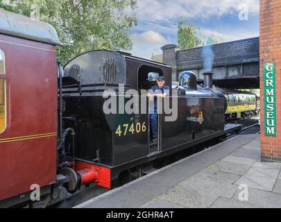 LMS-KLASSE 3F (JINTY) 0-6-0T No.47406 auf der Great Central Railway, die zwischen Loughborough und Leicester, Leicestershire, England, Großbritannien, führt Stockfoto