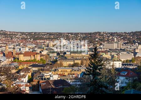 Blick über die Innenstadt, Stadtblick, Stuttgart, Baden-Württemberg, Deutschland Stockfoto