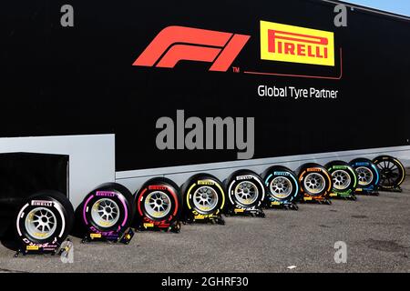 Pirelli zeigen Reifen. 19.07.2018. Formel 1 Weltmeisterschaft, Rd 11, Großer Preis Von Deutschland, Hockenheim, Deutschland, Tag Der Vorbereitung. Bildnachweis sollte lauten: XPB/Press Association Images. Stockfoto