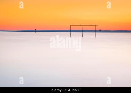 Blick von Arbon über den Bodensee bei Sonnenaufgang Stockfoto