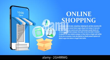 Online-Shopping auf der Website oder in der mobilen Anwendung. Vektorgrafik. Stock Vektor