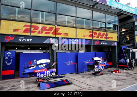 Scuderia Toro Rosso Grubengarage. 13.03.2019. Formel-1-Weltmeisterschaft, Rd 1, Großer Preis Von Australien, Albert Park, Melbourne, Australien, Vorbereitungstag. Bildnachweis sollte lauten: XPB/Press Association Images. Stockfoto
