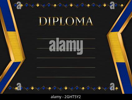 Horizontaler Rahmen und Rahmen auf schwarzem Metall-Hintergrund, mit Farben der Barbados-Flagge, Schablonenelemente für Ihr Zertifikat und Diplom. Vektor. Stock Vektor