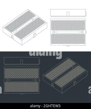 Stilisierte Vektordarstellung von Blaupausen des Breadboard Mini-Formats Stock Vektor