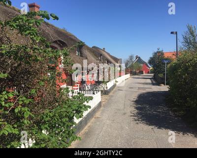 Reihe von traditionellen Häusern, Nordby, Fanoe, Jütland, Dänemark Stockfoto