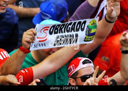 Fans auf dem Podium. 17.11.2019. Formel-1-Weltmeisterschaft, Rd 20, Großer Preis Von Brasilien, Sao Paulo, Brasilien, Wettkampftag. Bildnachweis sollte lauten: XPB/Press Association Images. Stockfoto