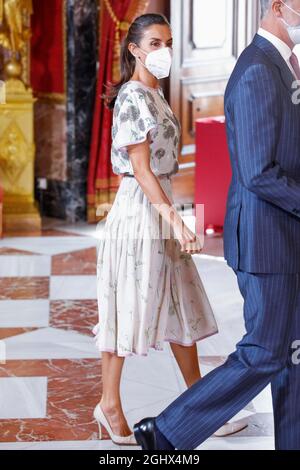 MADRID, SPANIEN - 07. September: **KEIN SPANIEN** Königin Letizia von Spanien besucht am 7. September 2021 in Madrid, Spanien, ein Mittagessen mit dem Präsidenten von Chile im Königlichen Palast. Quelle: Jimmy Olsen/MediaPunch Stockfoto