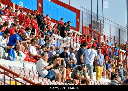 Italienischer Unterstützer bei der EM 2023 Qualifikation - Italien U21 gegen Montenegro, UEFA-Fußball-Europameisterschaft in Vicenza, Italien, September 07 2021 Stockfoto