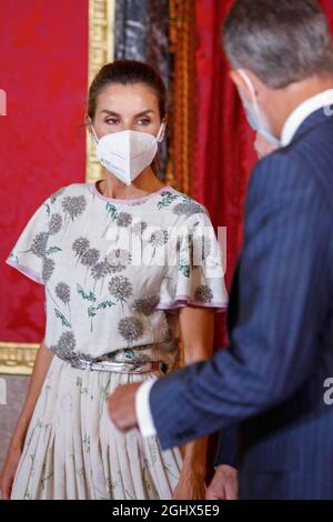 MADRID, SPANIEN - 07. September: **KEIN SPANIEN** Königin Letizia von Spanien besucht am 7. September 2021 in Madrid, Spanien, ein Mittagessen mit dem Präsidenten von Chile im Königlichen Palast. Quelle: Jimmy Olsen/MediaPunch Stockfoto