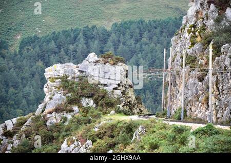 Chemin de Fer de la Rhune. Eisenbahn der Rhune. Pyrenäen, Frankreich. Stockfoto