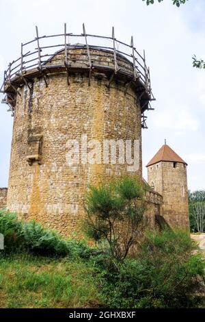 Baustelle Schloss Guédelon, Treigny-Perreuse-Sainte-Colombe, Yonne, Region Bourgogne Franche-Comté, Frankreich Stockfoto