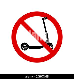 Schieben Roller Verbot Schild. Kein Symbol, nicht unterschreiben, umgekehrter Schrägstrich, nein, unzulässiges Symbol, Nicht tun es Symbol isoliert auf weiß. Vektor-il Stock Vektor