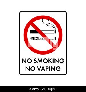 Kein Rauchen, kein Verdampfen kombiniertes Verbotsschild. Kein Symbol, nicht unterschreiben, umgekehrter Schrägstrich, nein, unzulässiges Symbol, Nicht tun, es Symbol isoliert auf Stock Vektor