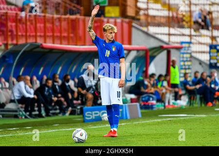 Stadio Romeo Menti, Vicenza, Italien, 07. September 2021, Nicolo Rovella (Italia) bei der EM 2023 Qualifikation - Italien U21 gegen Montenegro - UEFA-Fußball-Europameisterschaft Stockfoto