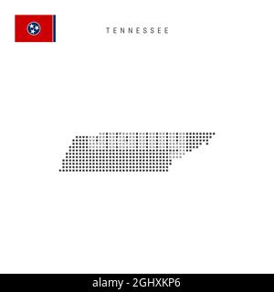 Karte mit quadratischen Punkten von Tennessee. Gepunktete Pixelkarte mit isolierter Flagge auf weißem Hintergrund. Vektorgrafik. Stock Vektor