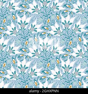 Ausgefallene whimsical weiß blühende Kletterpflanze mit Beeren, akzentuierten Blättern, Kurven. Witzige, geschlechterneutrale Farben sorgen für Freude bei jedem Projekt. Stock Vektor