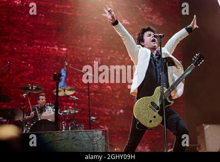 Seattle, USA. September 2021. Seattle, WA - 06. SEPTEMBER 2021 : die Rockband Green Day tritt während der Hella Mega Tour im T-Mobile Park am 06. September 202 1 in Seattle, Washington, vor ausverkauften Zuschauern auf. Photo Xander Decchio/imageSPACE Credit: Imagespace/Alamy Live News Stockfoto