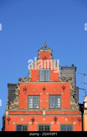 Gebäude Nr. 18 und 22 Stortorget Platz, Gamla Stan, Stockholm, Schweden Stockfoto