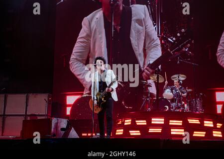 Seattle, WA - 06. SEPTEMBER 2021 : die Rockband Green Day tritt während der Hella Mega Tour im T-Mobile Park am 06. September 202 1 in Seattle, Washington, vor ausverkauften Zuschauern auf. Photo Xander Decchio/imageSPACE/MediaPunch Stockfoto