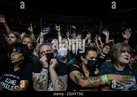 Seattle, WA - 06. SEPTEMBER 2021 : die Rockband Green Day tritt während der Hella Mega Tour im T-Mobile Park am 06. September 202 1 in Seattle, Washington, vor ausverkauften Zuschauern auf. Photo Xander Decchio/imageSPACE/MediaPunch Stockfoto