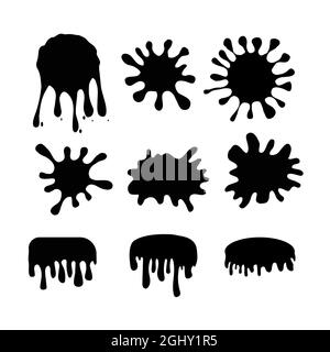Handgezeichnete Tintenspritzer. Schneiden Sie isolierte Vektorgrafik für Ihr Webdesign aus. Vorlagensammlung für abstrakte Punktmuster Stock Vektor