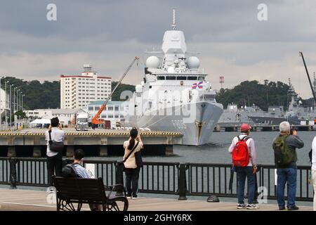 Kanagawa, Japan. September 2021. Eine Fregatte der Royal Netherlands Navy. HNLMS Evertsen (F805), das vierte Schiff der Fregatten der De Zeven Provinschen-Klasse, rief vom 5. September 2021 bis zum 7. September 2021 auf dem Yokosuka Air Base, Japan, an. Am 7. September 2021 in Tokio, Japan. (Foto von Kazuki Oishi/Sipa USA) Quelle: SIPA USA/Alamy Live News Stockfoto