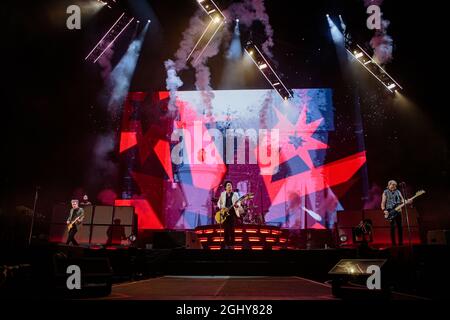 Seattle, USA. September 2021. Seattle, WA - 06. SEPTEMBER 2021 : die Rockband Green Day tritt während der Hella Mega Tour im T-Mobile Park am 06. September 202 1 in Seattle, Washington, vor ausverkauften Zuschauern auf. Photo Xander Decchio/imageSPACE/Sipa USA Credit: SIPA USA/Alamy Live News Stockfoto