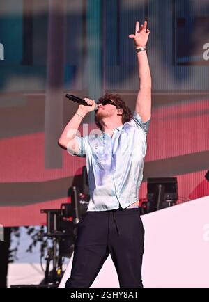 Napa, USA. September 2021. Jack Harlow tritt am 3. Tag des BottleRock Napa Valley Music Festivals 2021 auf der Napa Valley Expo am 05. September 2021 in Napa, Kalifornien, auf. Foto: Casey Flanigan/imageSPACE/Sipa USA Kredit: SIPA USA/Alamy Live News Stockfoto