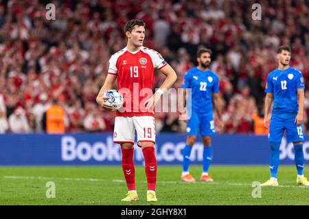 Kopenhagen, Dänemark. September 2021. Jonas Wind (19) aus Dänemark während der UEFA-WM-Qualifikation zwischen Dänemark und Israel im Park in Kopenhagen. (Foto: Gonzales Photo/Alamy Live News Stockfoto