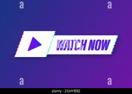 Sehen Sie live Abzeichen, Symbol, Stempel-Logo. Glitch-Symbol. Vektorgrafik. Stock Vektor