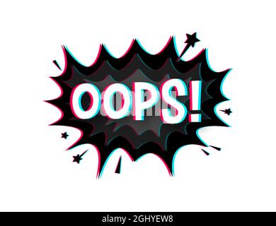 Comic-Sprechblasen mit Text-Hoppla. Glitch-Symbol. Symbol, Aufkleberetikett, Etikett für Sonderangebote, Werbeplakette. Vektorgrafik. Stock Vektor