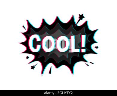 Komische Sprechblasen mit Text Cool. Glitch-Symbol. Symbol, Aufkleberetikett, Etikett für Sonderangebote, Werbeplakette. Vektorgrafik. Stock Vektor