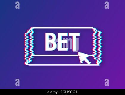 Bet Glitch button.Arrow, Cursor-Symbol. Klicken Sie mit der Hand. Online-Wetten. Vektorgrafik. Stock Vektor