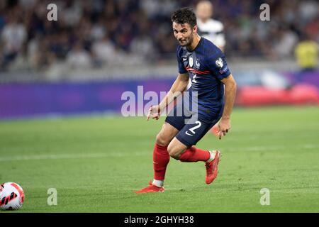 Leo Dubois aus Frankreich in Aktion während des Qualifikationsspiel der FIFA-Weltmeisterschaft 2022 zwischen Frankreich und Finnland am 7. September 2021 im Groupama Stadium in Lyon, Frankreich. Foto von David Niviere/ABACAPRESS.COM Stockfoto