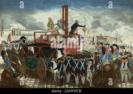 Die Hinrichtung von König Ludwig XVI. Am 21. Januar 1793 während der Französischen Revolution Stockfoto