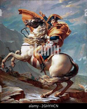 Napoleon überquert die Alpen von Jacques Louis David Stockfoto