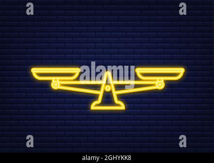 Symbol „Skalierung“. Neonsymbol. Waage isoliert auf weißem Hintergrund. Vektorgrafik. Stock Vektor