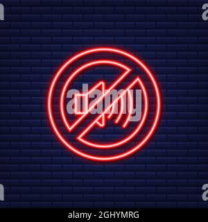Telefon ohne Ton. Neonsymbol. Telefonanruf. Mobiltelefon-Symbol. Vektorgrafik. Stock Vektor