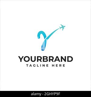 Logo des Reiseunternehmens mit Y-Buchstaben. Markendesign für Geschäftsreisen von Fluggesellschaften Stock Vektor