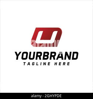 Das U-Logo in Rot und Weiß ist perfekt für Ihr Unternehmen Stock Vektor