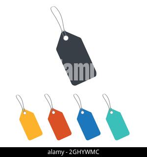 Preisschilder oder Geschenkanhänger aus leerem Papier. Etiketten mit Kordel. Stock Vektor