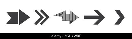 Schwarze Pfeile stellen Symbole ein. Pfeilvektorensammlung. Moderne, einfache Pfeile. Stock Vektor