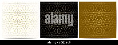 Set von abstrakten geometrischen Muster mit goldenen Linien.Luxus von schwarz, weiß und Gold Hintergrund polygonale Form Stock Vektor