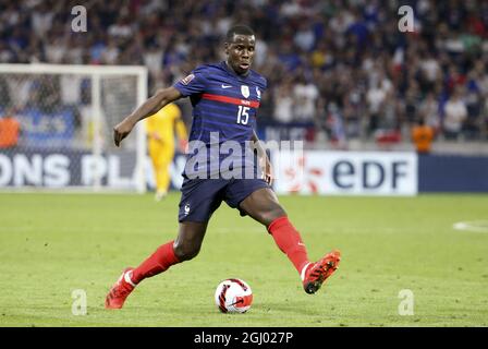 Kurt Zouma aus Frankreich während der FIFA Fußball-Weltmeisterschaft Katar 2022, Qualifikatoren, Gruppe-D-Fußballspiel zwischen Frankreich und Finnland am 7. September 2021 im Groupama-Stadion in Decines-Charpieu in der Nähe von Lyon, Frankreich Stockfoto