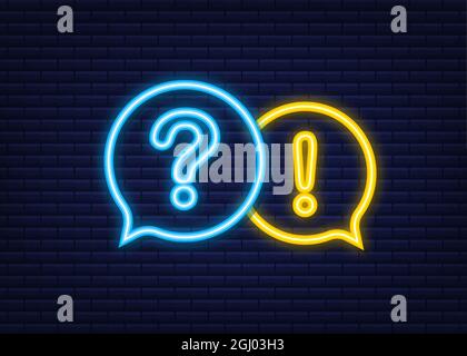 Banner für Fragen und Antworten. Neonsymbol. Megaphon-Banner. Webdesign. Vektorgrafik. Stock Vektor