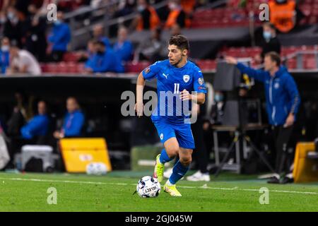 Kopenhagen, Dänemark. September 2021. Manor Solomon (11) aus Israel, gesehen während der UEFA-WM-Qualifikation zwischen Dänemark und Israel in Parken in Kopenhagen. (Bildnachweis: Gonzales Photo - Dejan Obretkovic). Stockfoto